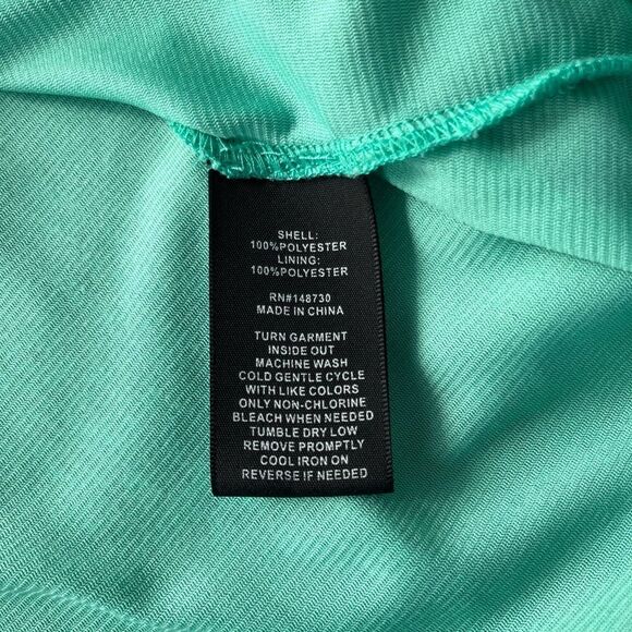 ECI NY Paisley Chiffon High Slit Maxi Dress Teal Aqua 8 Boho 70s Ethereal Chic - Picture 6 of 10